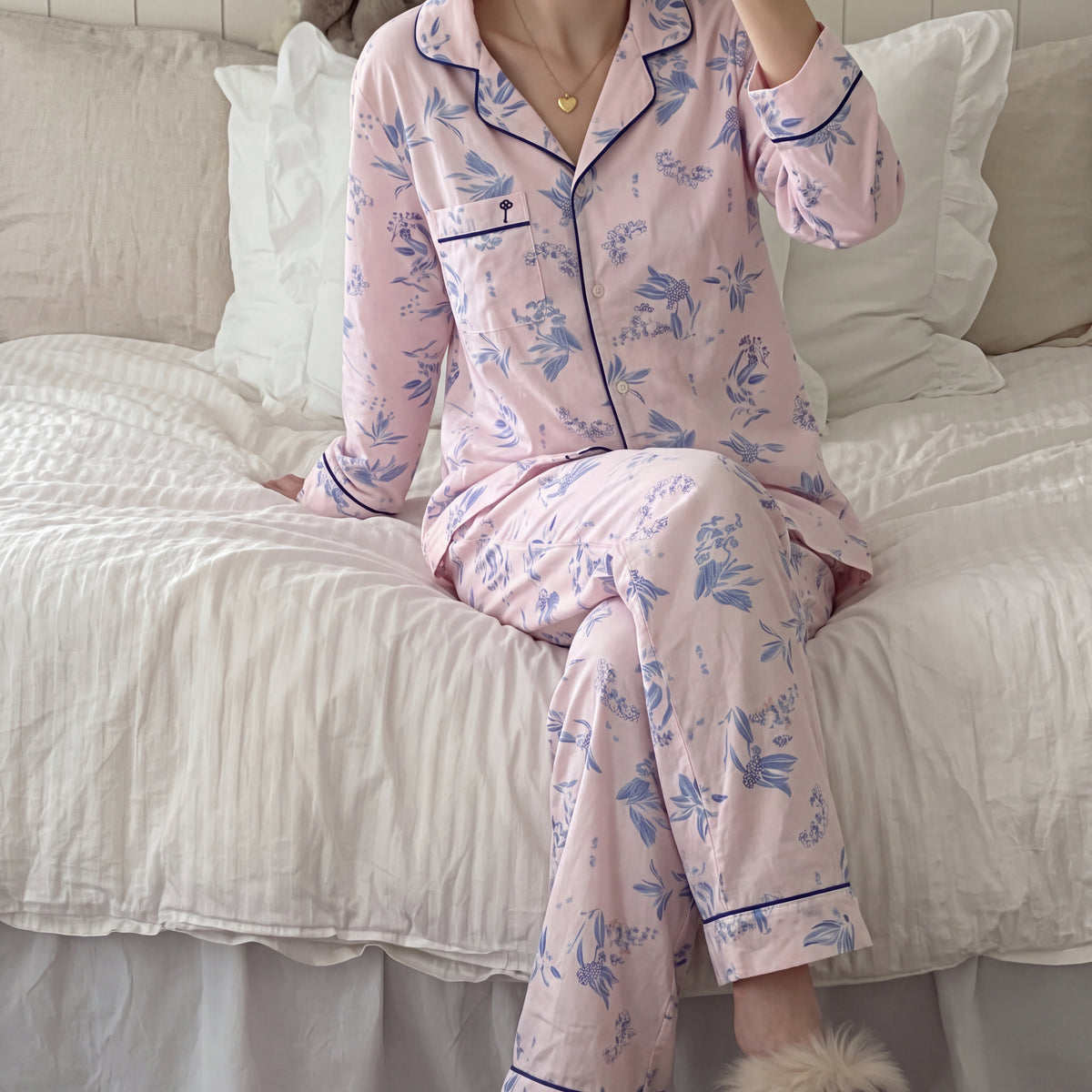 Pink Floral Cotton Pyjama Set