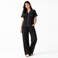 Black Satin-Stripe Pyjama Set