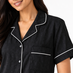 Black Satin-Stripe Pyjama Set